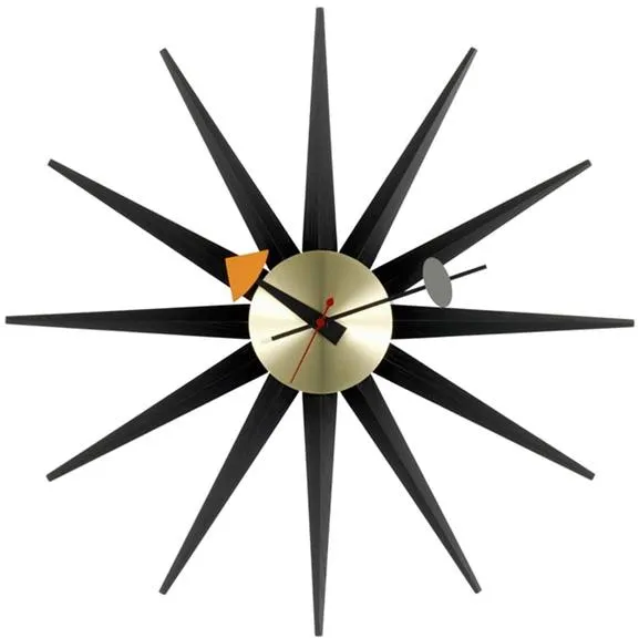 Vitra Sunburst Clock Uhr Schwarz/Messing